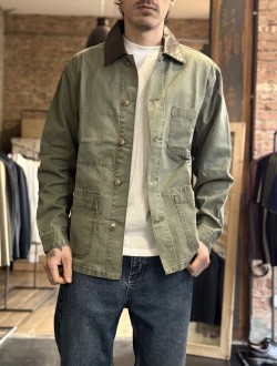 GL giacca verde con colletto in pelle