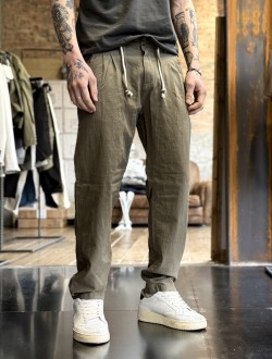 Imperial pantalone verde misto lino