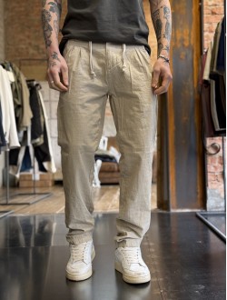 Imperial pantalone beige misto lino