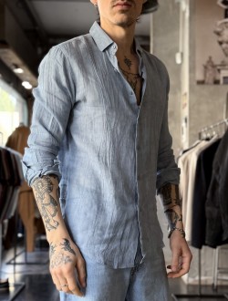 Gl camicia azzurra effetto stropicciato 